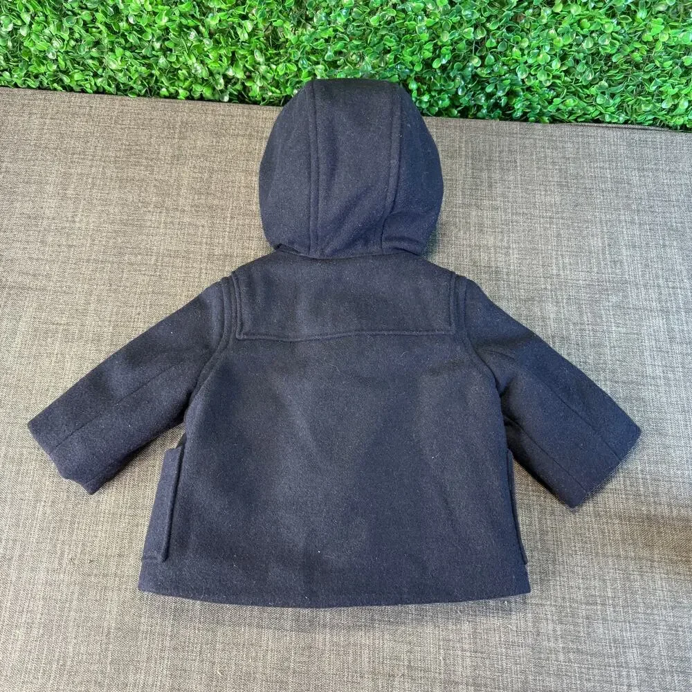NWT Baby Gap Blue Wool Blend Hooded Toggle Peacoat Classic Jacket 0-6 months